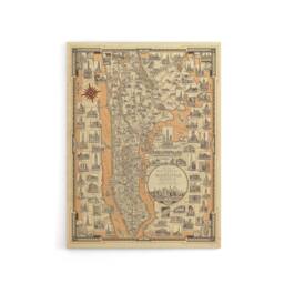 "Artery8 Chase 1939 Pictorial Map Manhattan & Bronx Canvas Wall Art Print - Size: W24"" x H32""" - thumbnail 1