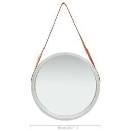 Berkfield Home Wall Mirror with Strap 50 cm Silver - thumbnail 6