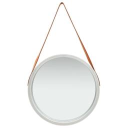 Berkfield Home Wall Mirror with Strap 50 cm Silver - thumbnail 1
