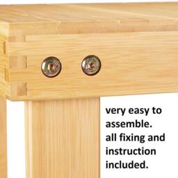 Ventryn 2 Tier Bamboo Shoe Rack Seating Bench Hallway Storage in Brown - thumbnail 6