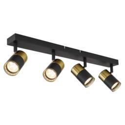 Netlighting Brisbon Ceiling Spotlight Bar Matt Black 4x GU10 - thumbnail 1