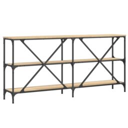 Berkfield Home Console Table Sonoma Oak 160x30x75 cm Engineered Wood & Iron in Brown - Size: 160 x 30 x 75 cm - thumbnail 6
