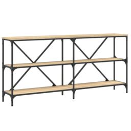 Berkfield Home Console Table Sonoma Oak 160x30x75 cm Engineered Wood & Iron in Brown - Size: 160 x 30 x 75 cm - thumbnail 2