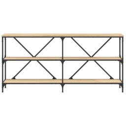 Berkfield Home Console Table Sonoma Oak 160x30x75 cm Engineered Wood & Iron in Brown - Size: 160 x 30 x 75 cm - thumbnail 4