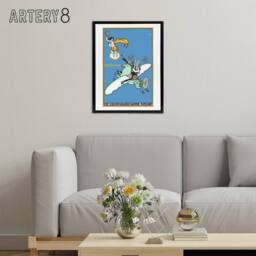 "Artery8 The Aeroplegasus Motor Anzani Advert Jung Framed Canvas Wall Art Print in Blue - Size: W12"" x H16""" - thumbnail 3