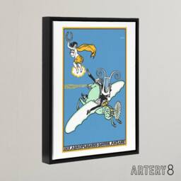 "Artery8 The Aeroplegasus Motor Anzani Advert Jung Framed Canvas Wall Art Print in Blue - Size: W12"" x H16""" - thumbnail 2