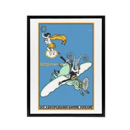 "Artery8 The Aeroplegasus Motor Anzani Advert Jung Framed Canvas Wall Art Print in Blue - Size: W12"" x H16""" - thumbnail 1