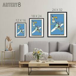 "Artery8 The Aeroplegasus Motor Anzani Advert Jung Framed Canvas Wall Art Print in Blue - Size: W12"" x H16""" - thumbnail 4