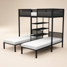 Flair Axton Metal Triple Bunk Bed Black - Size: Single - thumbnail 3
