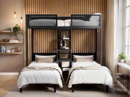 Flair Axton Metal Triple Bunk Bed Black - Size: Single - thumbnail 2
