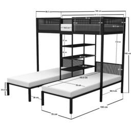 Flair Axton Metal Triple Bunk Bed Black - Size: Single - thumbnail 5
