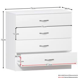 Home Discount Vida Designs 3Pc Bedroom Set 3Bedside, 4 Drawer Chest, Mirror Wardrobe in White - thumbnail 6