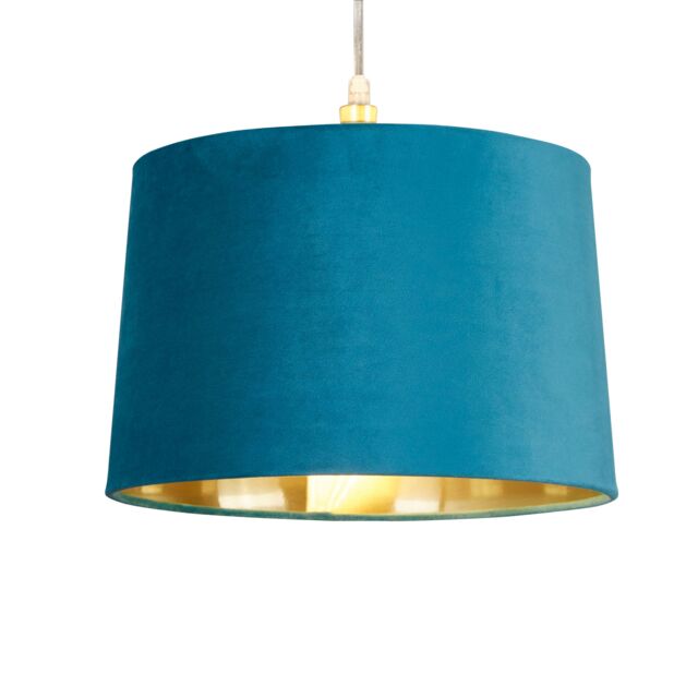 Lighting Collection Velvet Drum Shade 30Cm Teal Lamp Shade - image 1