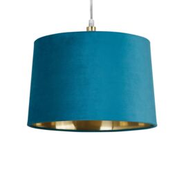 Lighting Collection Velvet Drum Shade 30Cm Teal Lamp Shade - thumbnail 3
