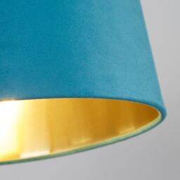 Lighting Collection Velvet Drum Shade 30Cm Teal Lamp Shade - thumbnail 4
