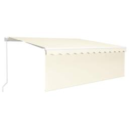 Berkfield Home Manual Retractable Awning with Blind&LED 4x3m Cream