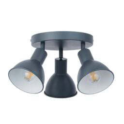First Choice Lighting Hawkins - Charcoal 3 Way Adjustable Round Ceiling Spotlight in Grey - thumbnail 1