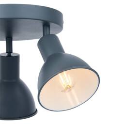 First Choice Lighting Hawkins - Charcoal 3 Way Adjustable Round Ceiling Spotlight in Grey - thumbnail 3