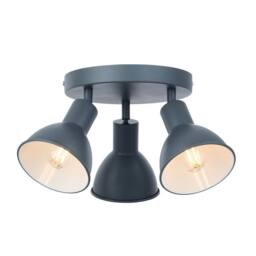 First Choice Lighting Hawkins - Charcoal 3 Way Adjustable Round Ceiling Spotlight in Grey - thumbnail 2