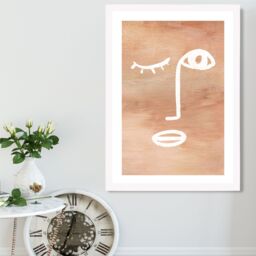 ARTZE Matisse Inspired Abstract Terracotta Face Framed Print SIZE: A3 with White Frame - Size: A4 - thumbnail 2
