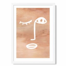 ARTZE Matisse Inspired Abstract Terracotta Face Framed Print SIZE: A3 with White Frame - Size: A4 - thumbnail 1