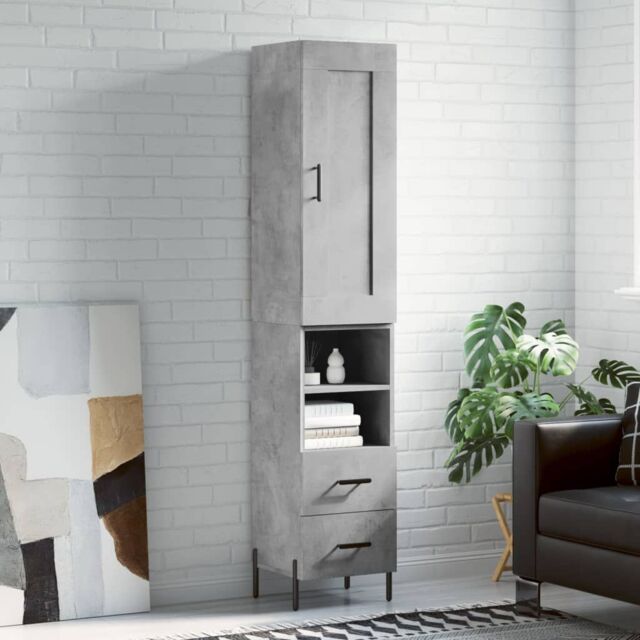 Berkfield Home Highboard Concrete Grey 34.5x34x180 cm Engineered Wood - image 1