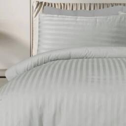 Smart Living Luxury Satin Stripe Reversible Duvet Cover with Pillowcase in Grey - Size: King - thumbnail 2