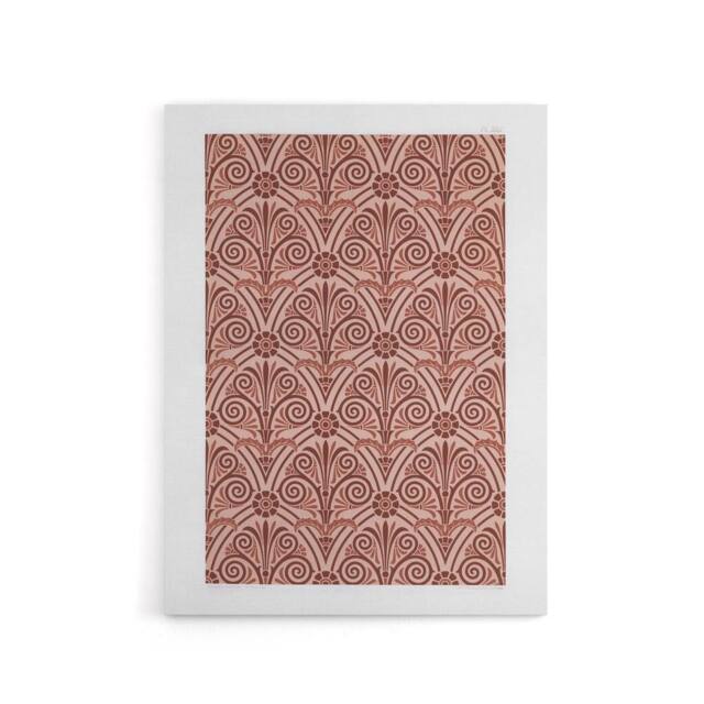 "Artery8 Antique Botanical Greek Pattern Audsley Canvas Wall Art Print in Pink - Size: W12"" x H16""" - image 1