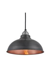 Industville Old Factory Pendant, 12 Inch, Pewter & Copper, Light Pewter Holder in Copper - thumbnail 1
