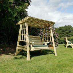 Churnet Valley Garden Furniture Ltd Antoinette 2 Swing Seat - Min. Assembly Required - Set of Cushions Inc in Brown - thumbnail 3