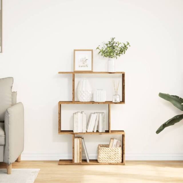 Berkfield Home Room Divider Bookcase 3-Tier Old Wood 70x24x97 cm Engineered Wood in Brown - Size: 70 x 24 x 97 cm - image 1