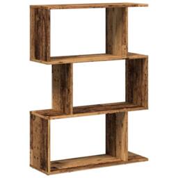 Berkfield Home Room Divider Bookcase 3-Tier Old Wood 70x24x97 cm Engineered Wood in Brown - Size: 70 x 24 x 97 cm - thumbnail 7