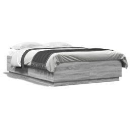 Berkfield Home Bed Frame with LED without Mattress Grey Sonoma 150x200 cm King Size - thumbnail 4