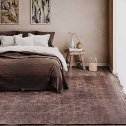 Kukoon Distressed Taupe Soft Washable & Liquid Repellent Living Room Area Rug in Walnut - Size: 80 cm x 300 cm - thumbnail 5