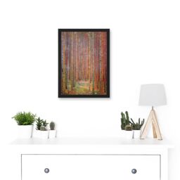 Artery8 Gustav Klimt Tannenwald Iandscape Autumn Trees Orange Painting A4 Artwork Framed Wall Art Print in Black - thumbnail 2