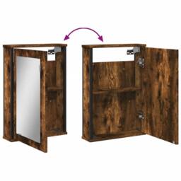 Berkfield Home Bathroom Mirror Cabinet Smoked Oak 42x12x60 cm Engineered Wood in Brown - Size: 42 x 12 x 60 cm - thumbnail 8