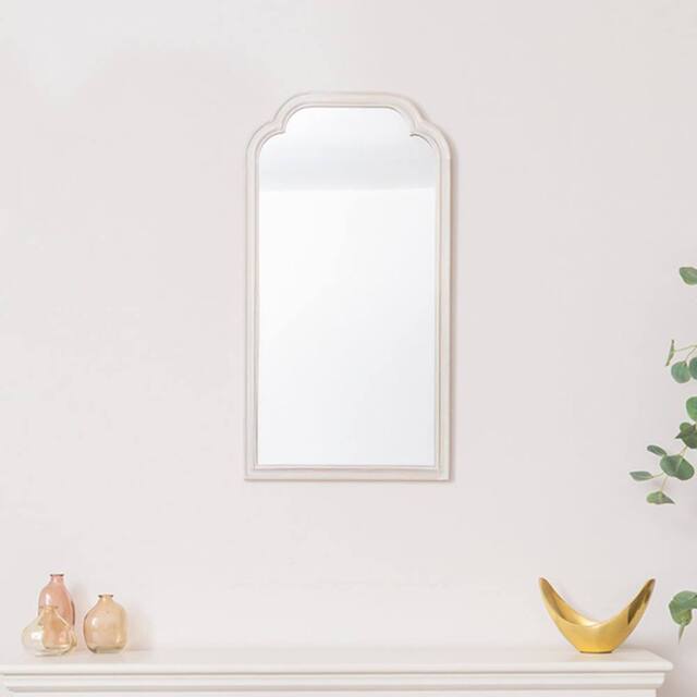 Melody Maison White Washed Distressed Wooden Frame Wall Mirror - 40cm X 75cm - Size: 40 cm X 75 cm - image 1