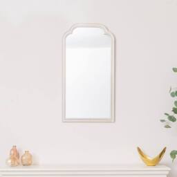 Melody Maison White Washed Distressed Wooden Frame Wall Mirror - 40cm X 75cm - Size: 40 cm X 75 cm - thumbnail 1