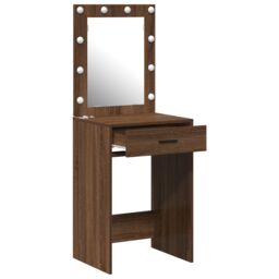 Berkfield Home Dressing Table with LED Lights Brown Oak 50x41x135 cm - Size: 50 x 41 x 135 cm - thumbnail 4