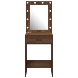 Berkfield Home Dressing Table with LED Lights Brown Oak 50x41x135 cm - Size: 50 x 41 x 135 cm - thumbnail 5