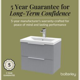 Balterley Fluted Wall Hung 2 Drawer Vanity Basin Unit & Basin 600mm - Satin Grey - thumbnail 6