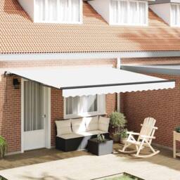 Berkfield Home Manual Retractable Awning White 400x300 cm - thumbnail 2