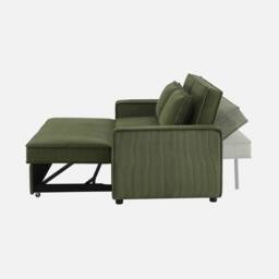 sweeek 2-seater Corduroy Sofa Bed in Khaki - thumbnail 2
