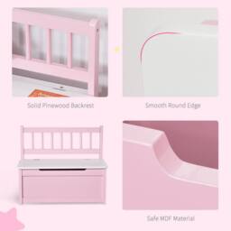STILVORA Toy Storage Bench with Backrest in Pink - thumbnail 8