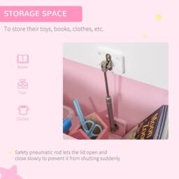 STILVORA Toy Storage Bench with Backrest in Pink - thumbnail 6