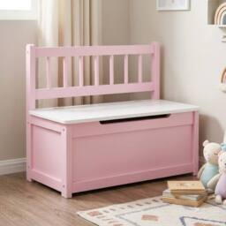 STILVORA Toy Storage Bench with Backrest in Pink