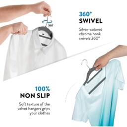 Kelvenix 80x Hangers grey Velvet Coat Hangers Anti Slip - thumbnail 3