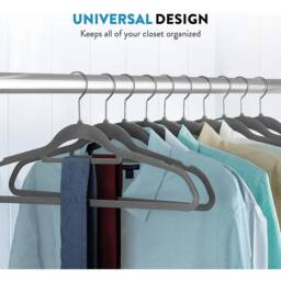 Kelvenix 80x Hangers grey Velvet Coat Hangers Anti Slip - thumbnail 2