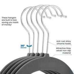 Kelvenix 80x Hangers grey Velvet Coat Hangers Anti Slip - thumbnail 4