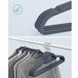 Kelvenix 80x Hangers grey Velvet Coat Hangers Anti Slip - thumbnail 5